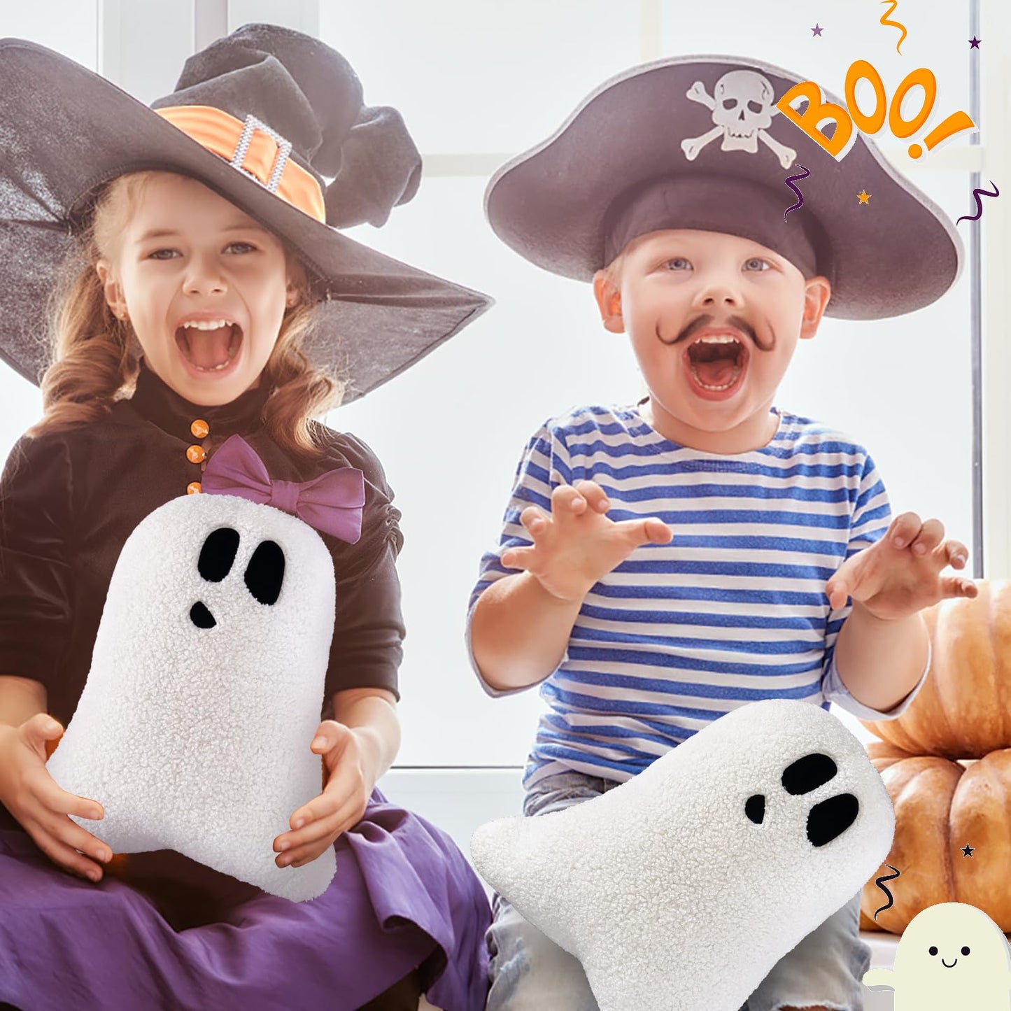 WSARZAHE Halloween Ghost Decorative Throw Pillow Flannel 11.76x7.8 Inch