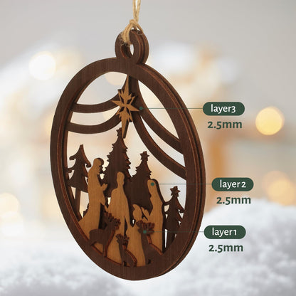 Yelsky Jesus Christmas Nativity Ornaments Wooden Set 2pcs Natural Wood