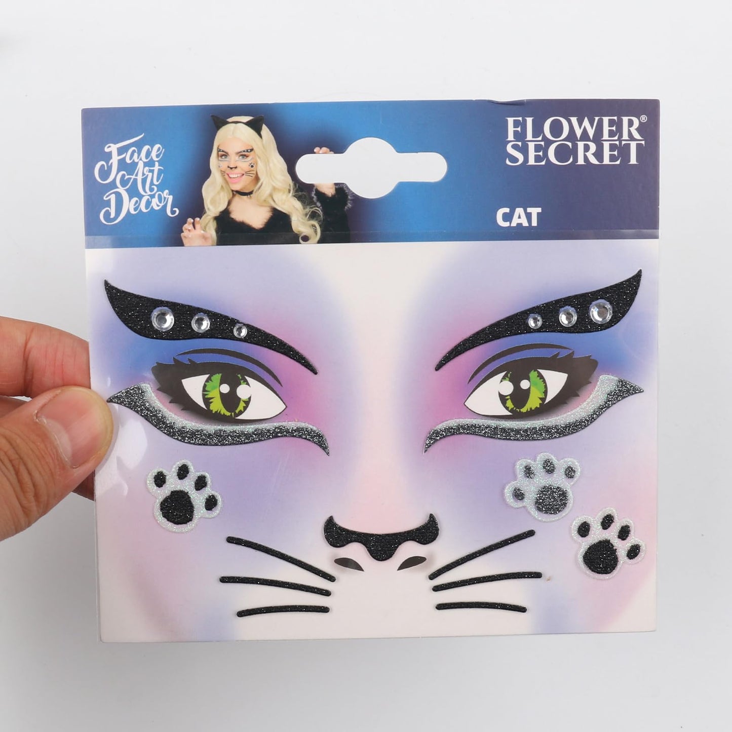 Totelux Cat Face Glitter Tattoos Stickers Temporary Tattoo 2Pcs
