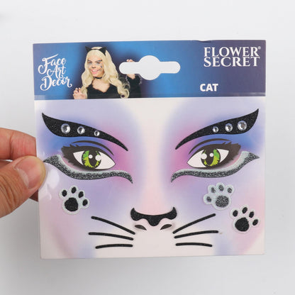 Totelux Cat Face Glitter Tattoos Stickers Temporary Tattoo 2Pcs