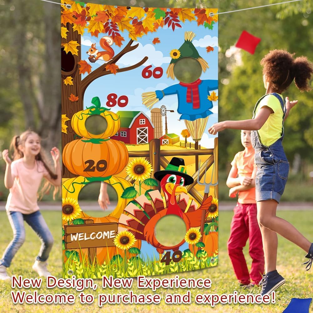 HiParty Thanksgiving Toss Game with 4 Bean Bags, Classic Fall Festival Design