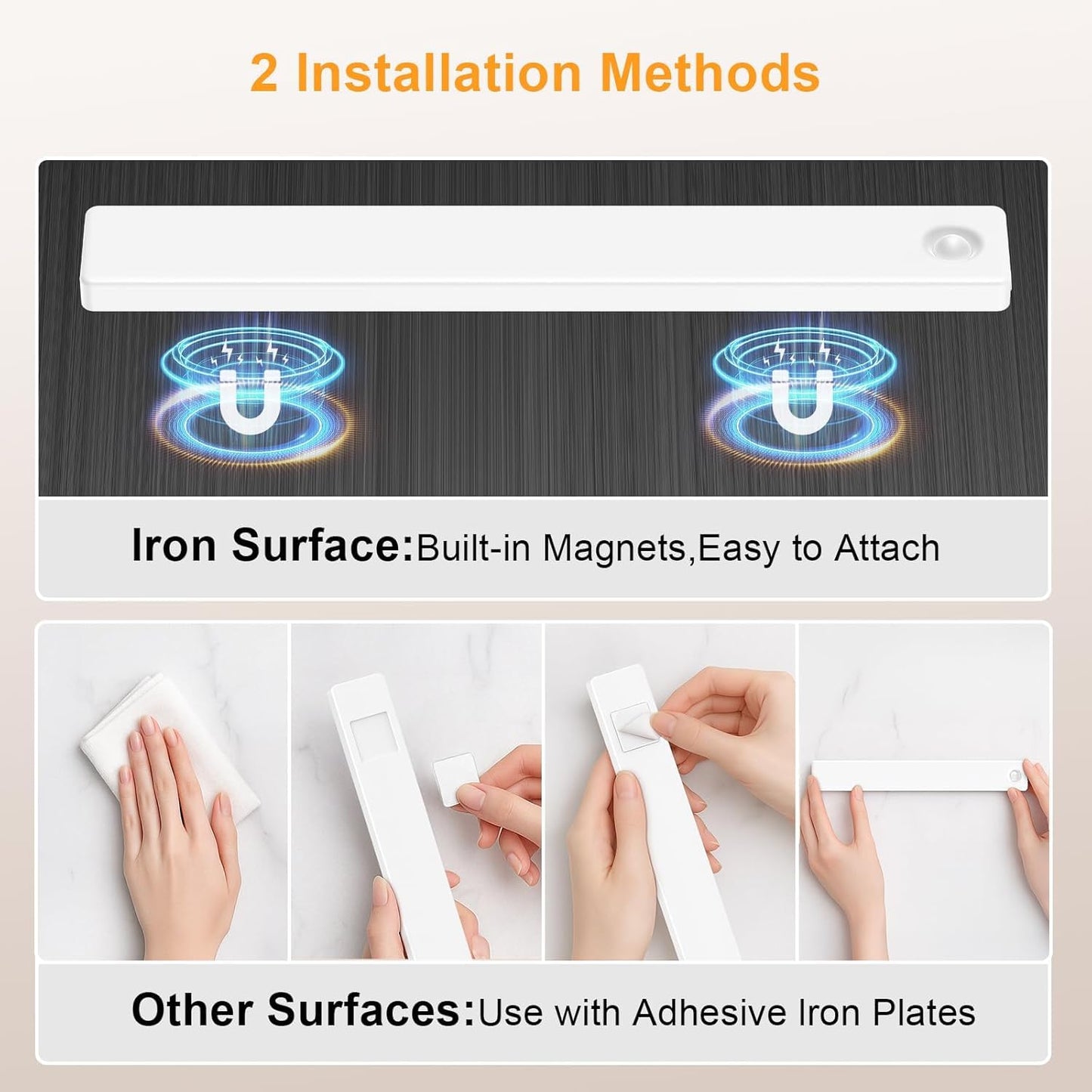 Auxoda Under Cabinet Lighting USB Rechargeable Motion Sensor White 1-Pack