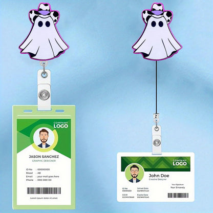 CHAONENG Funny Purple Ghost Nurse Badge Reel Retractable Clip Acrylic ID Holder