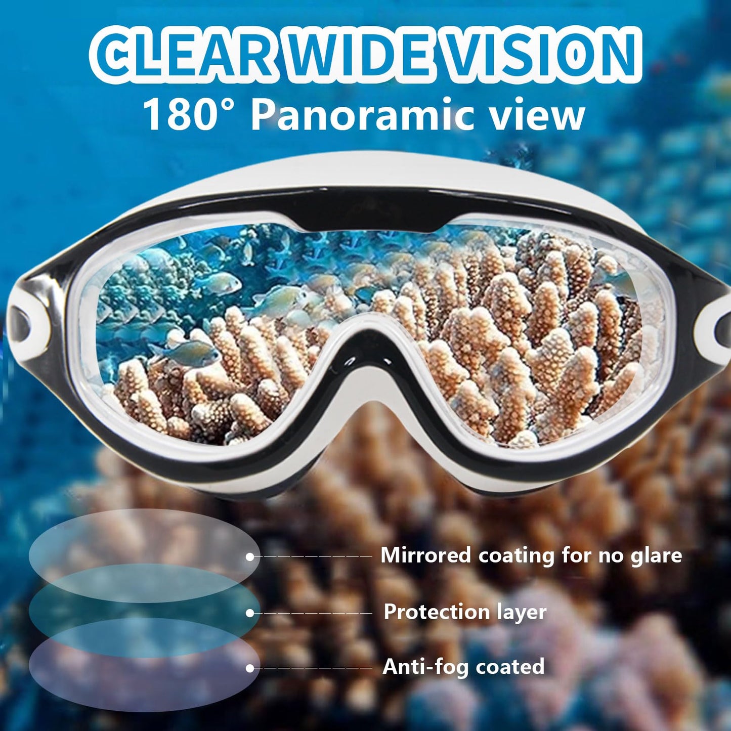 DCRWVCTON Adult Swim Goggles 2 Pack Anti-Fog Leak-Proof Clear with Ear Plugs