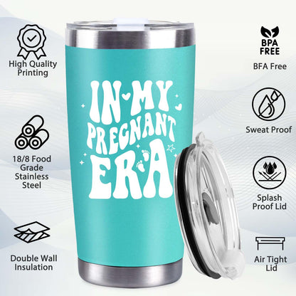 CUPLOOV Pregnant Blue Tumbler 20oz Insulated Cup with Lid & Straw