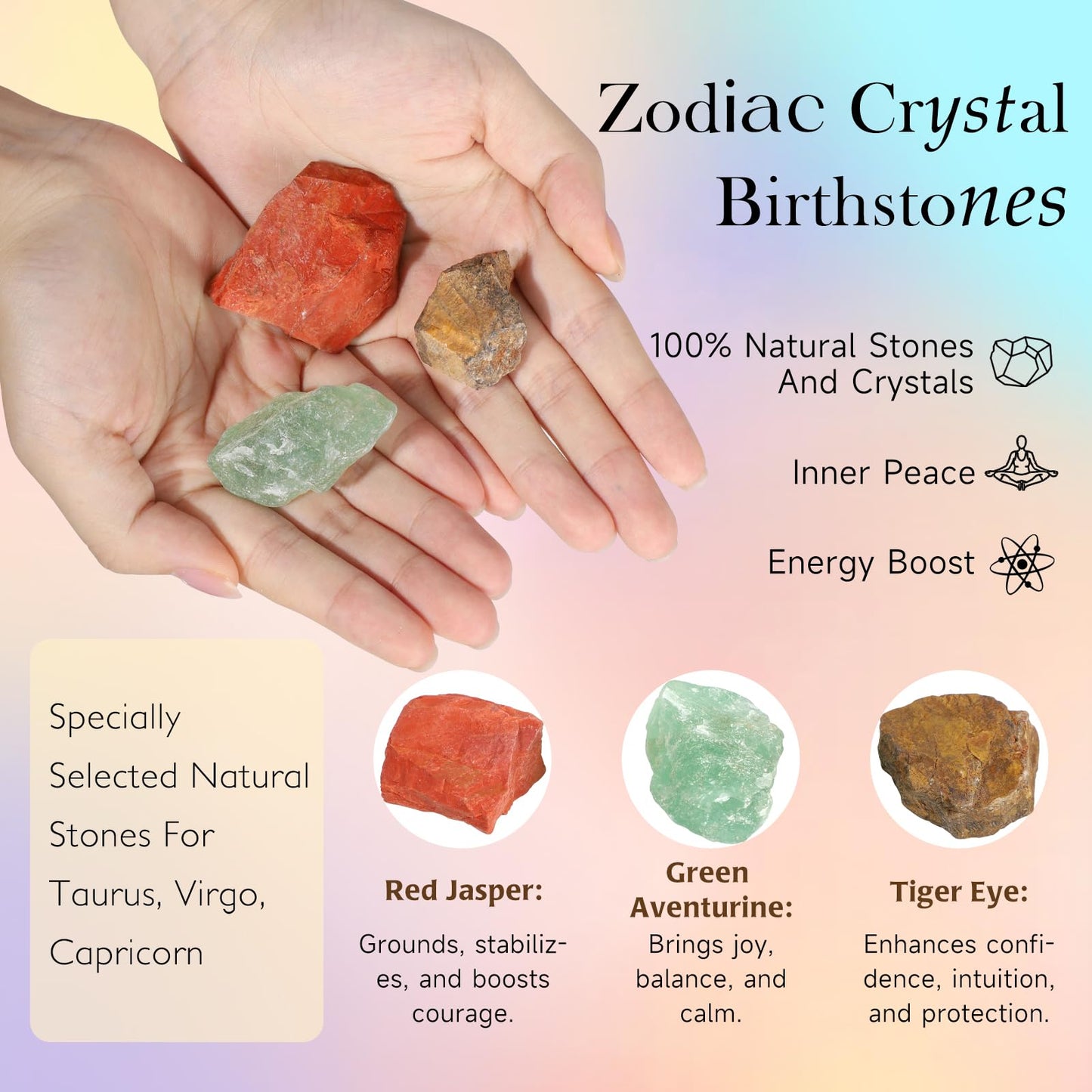 Suhctuptx Zodiac Lavender Scented Soy Candles Healing Crystals Fire Signs Small