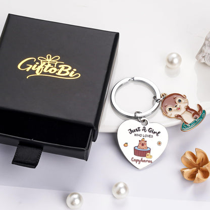 GiftoBi Capybara Animal Keychain Stainless Steel 3x3cm Silver B Unisex