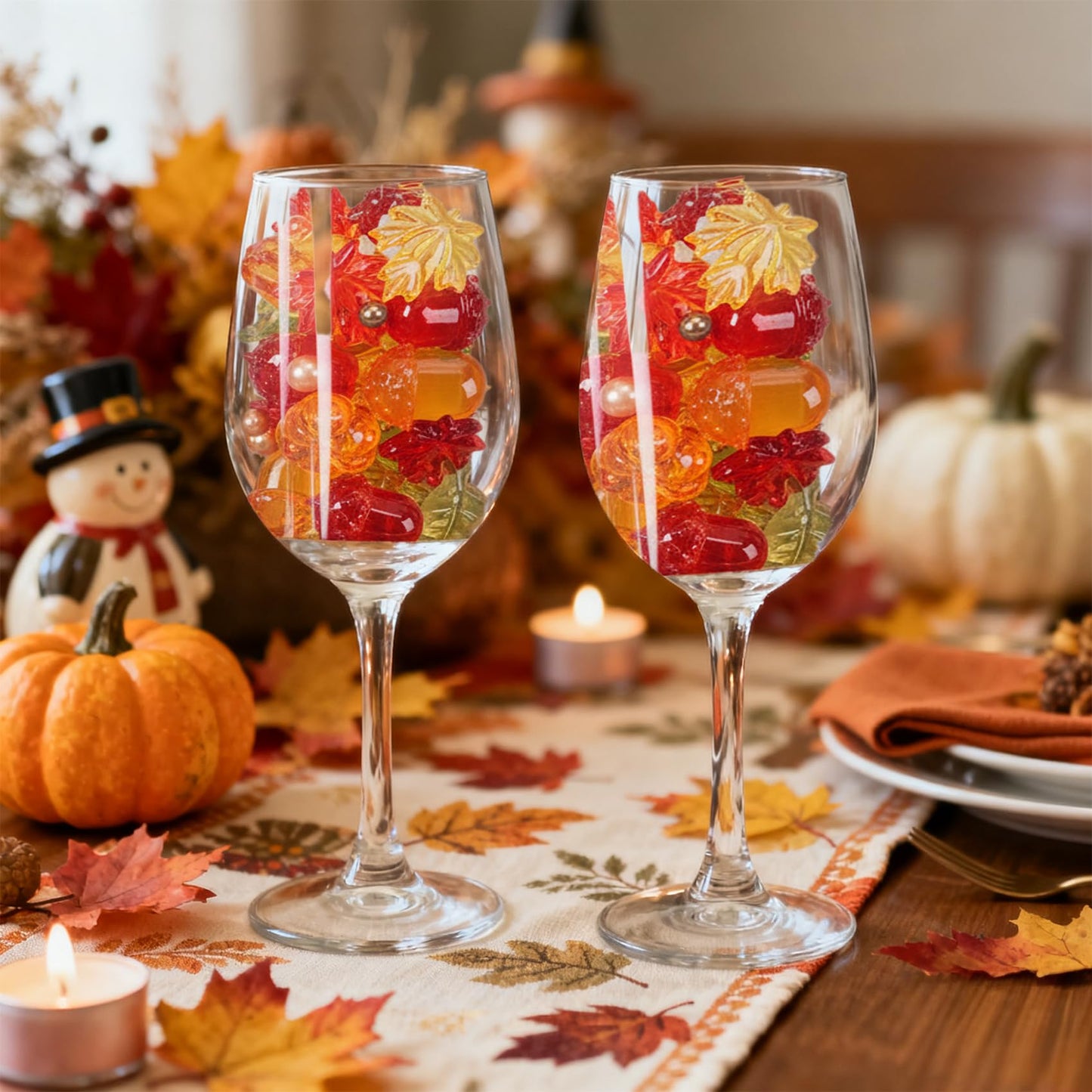 Chffcuh 130 PCS Thanksgiving Vase Fillers Fall Decor Acrylic Pumpkin Pearls