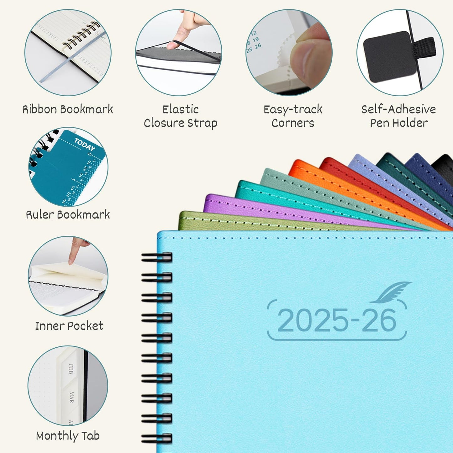BEZEND 2026 Weekly Monthly Planner 8.5x11 Lavender PU Leather Softcover
