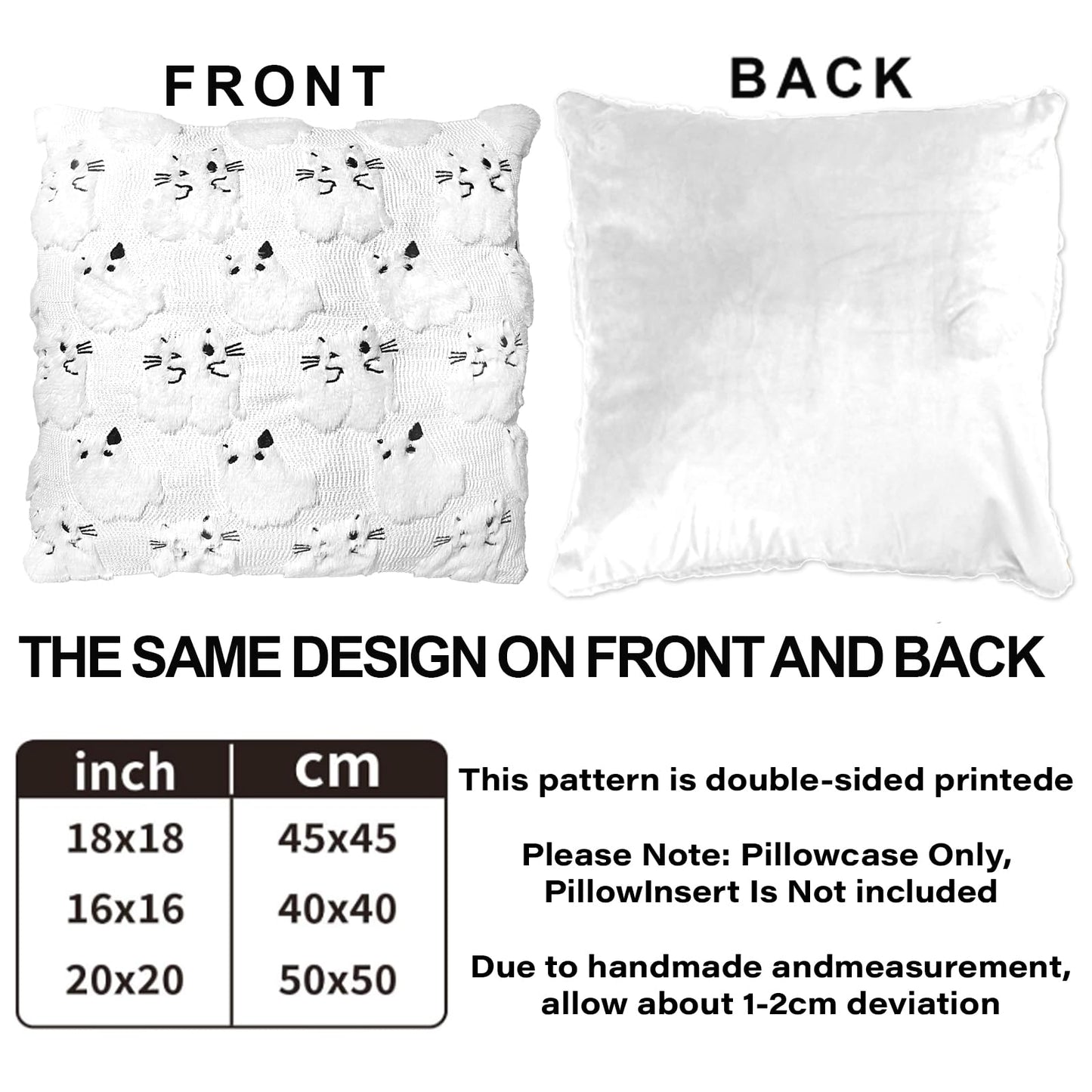 RBQXNW Halloween Pillow Covers 18x18 White Cat Ghost Set of 2 Plush