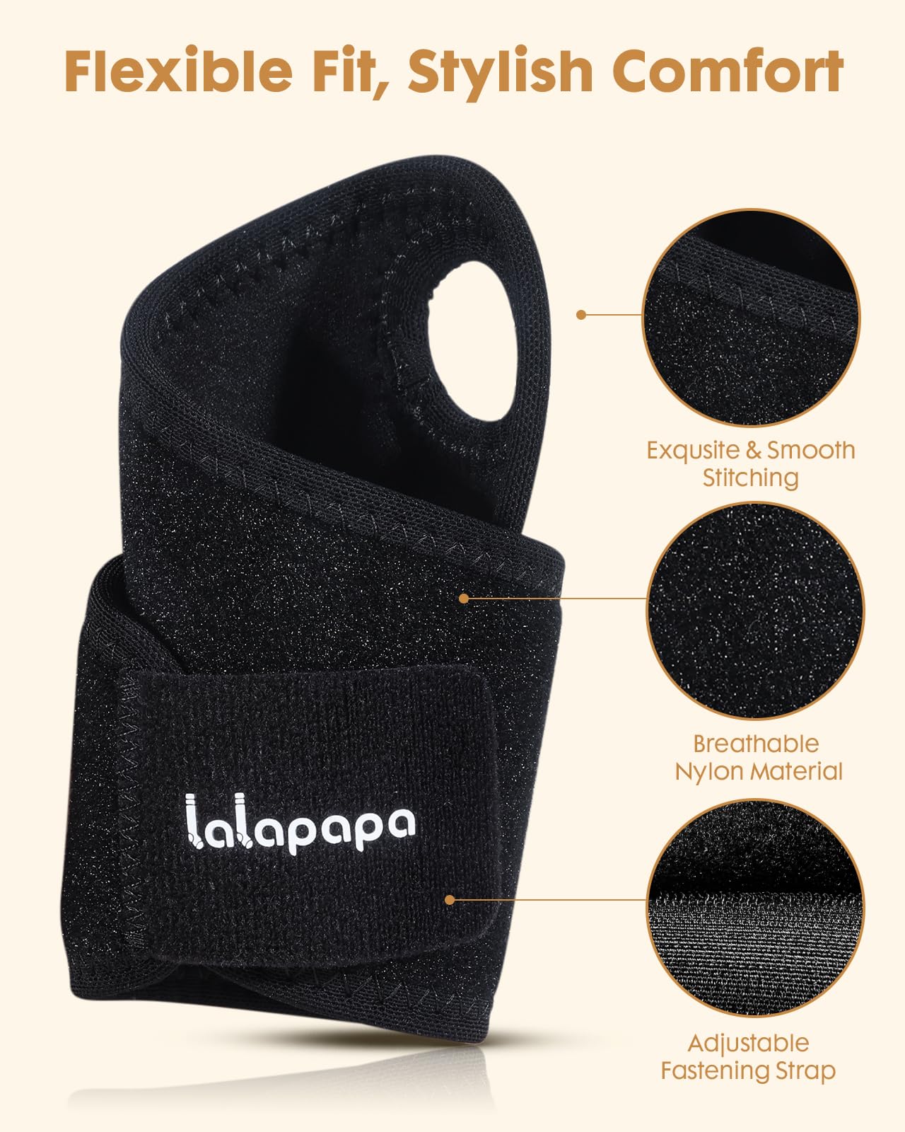 Lalapapa 2 Pack Adjustable Wrist Brace for Men & Women Black Size One Size
