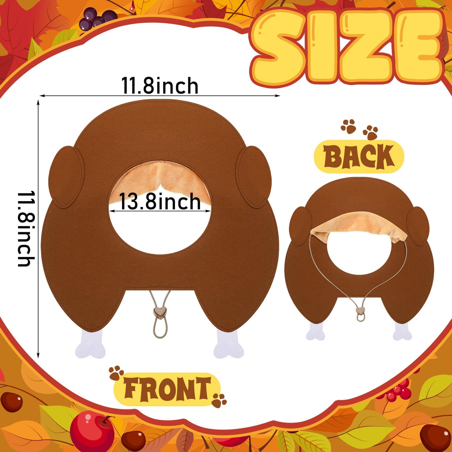 Geyoga Thanksgiving Turkey Hat Adjustable Pet Costume Medium Size