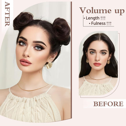 BOGSEA Space Buns Hair Pieces 2PCS Mini Claw Clip 27/613# Color