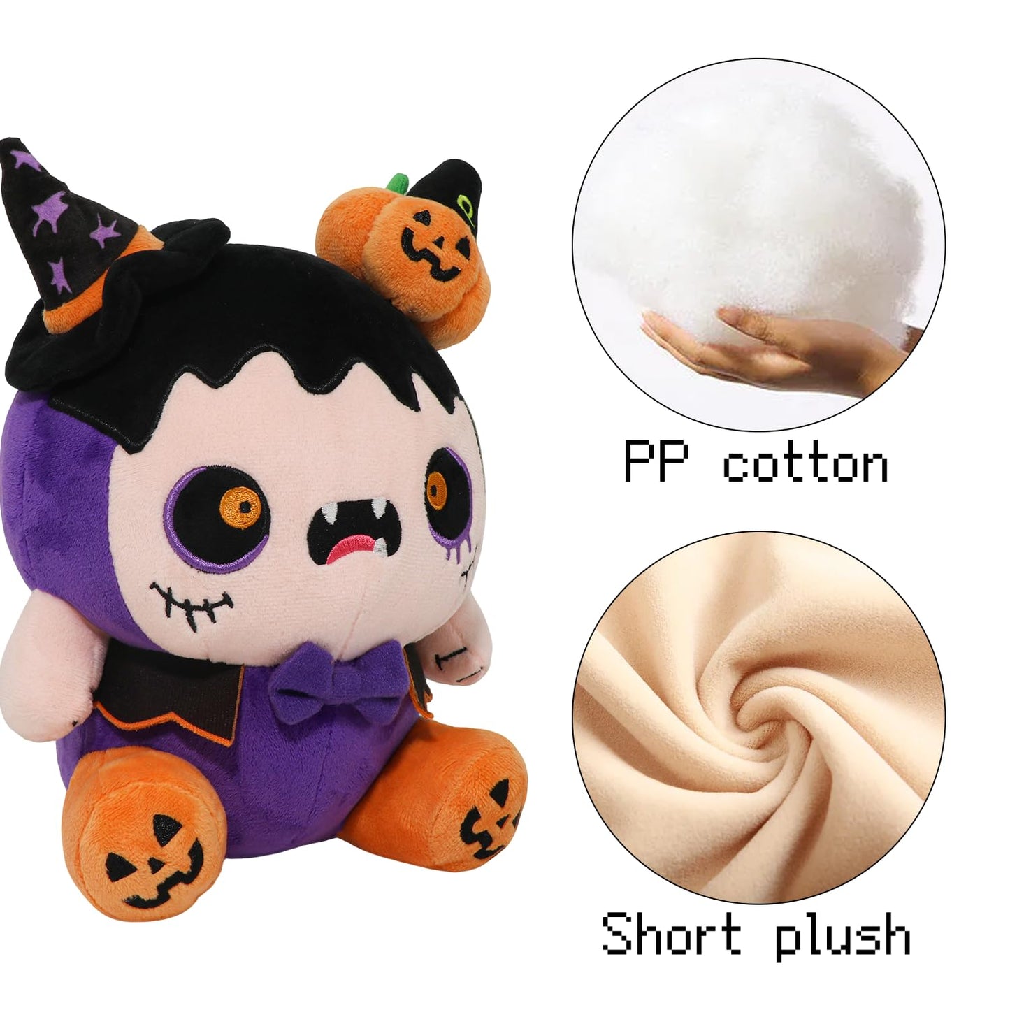 CAIYUEGG Halloween Monster Plush Purple Demon Witch Pumpkin 10 inch
