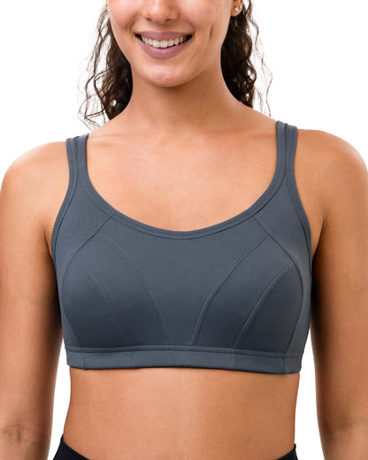 Luvrobes Women's Sports Bra Racerback Adjustable Straps Grey Size M