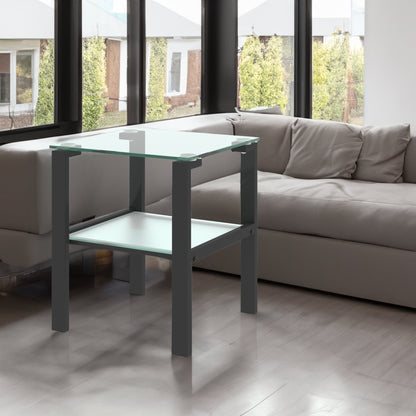 Glass two layer tea table, small round table, bedroom corner table, living room black side table