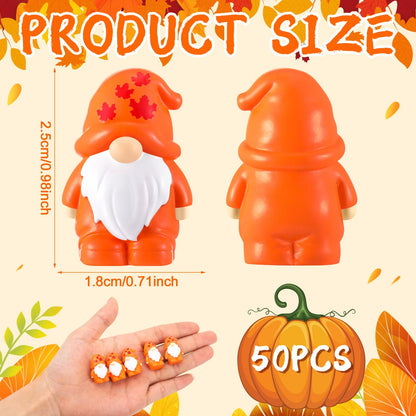 Yaomiao 50 Pcs Fall Thanksgiving Mini Resin Gnomes Orange Table Decor