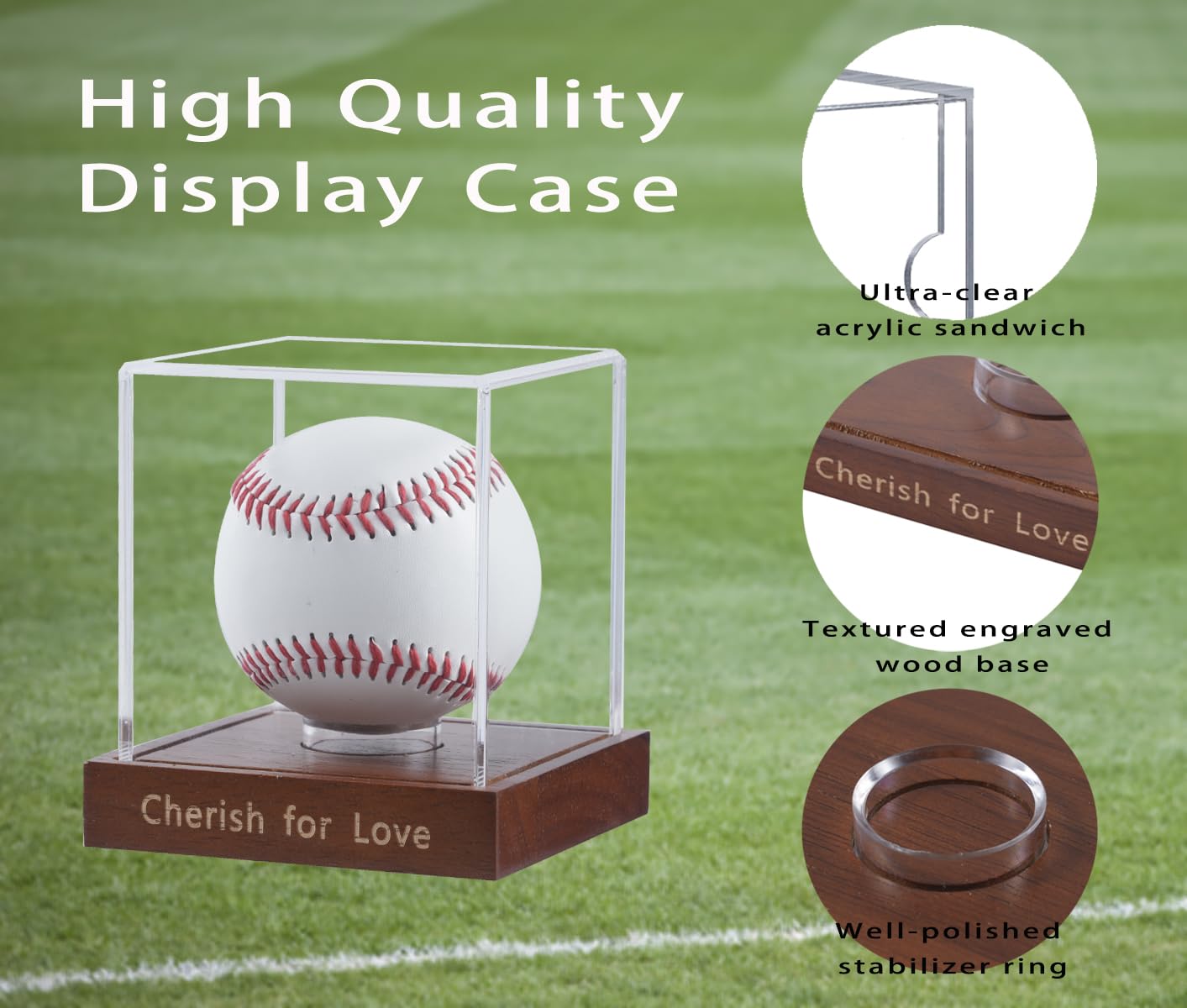 KASTANNY UV Protected Acrylic Baseball Display Case Clear Fits Official Size