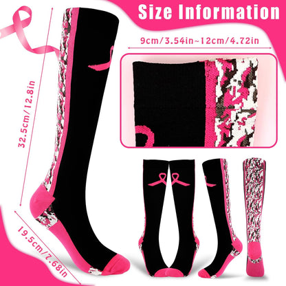 YLOLUL Breast Cancer Awareness Socks Black Camouflage Polyester Womens Size L