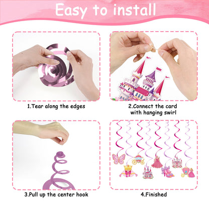 Romart Princess 4th Birthday Party Decorations 2 Banners 8 Swirls Pink Lavender