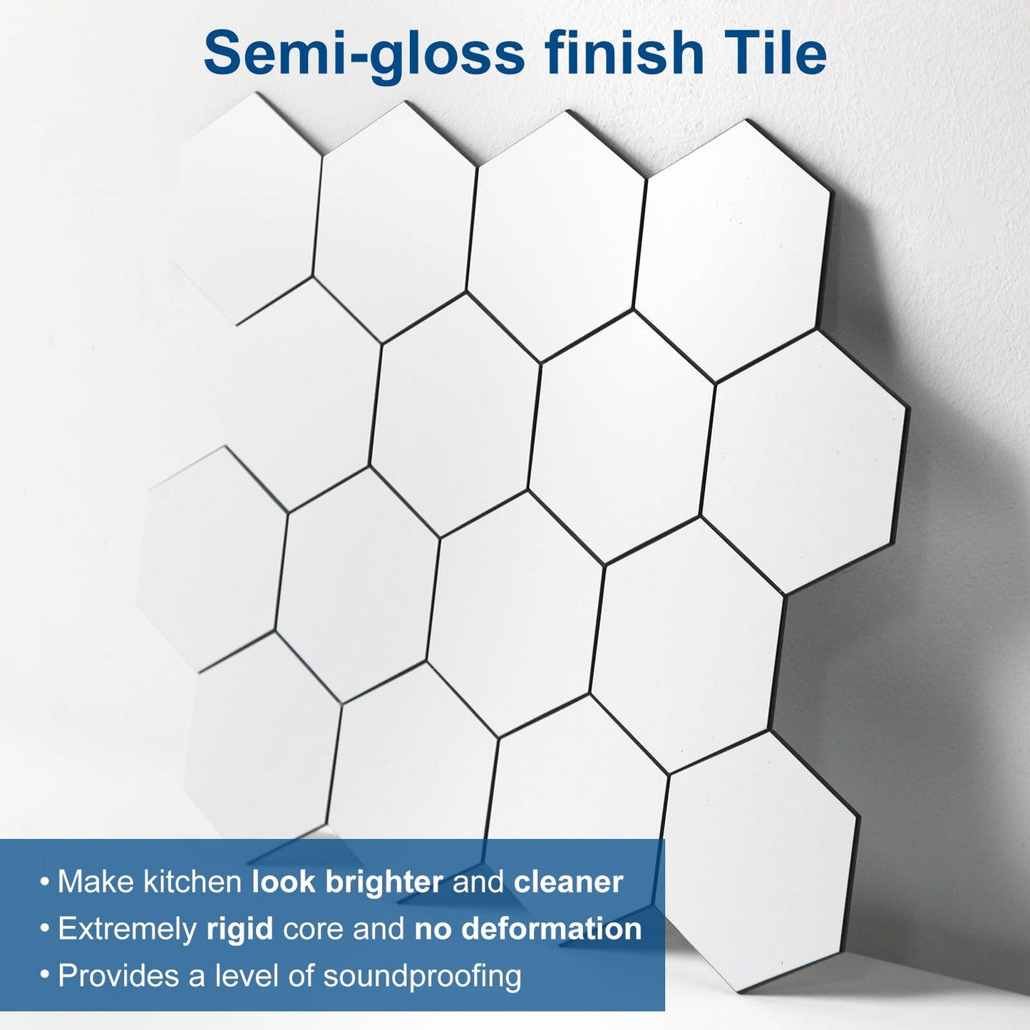 Yipscazo Hexagon Peel Stick Backsplash Tile SPC Faux Marble Pure White 1 Sheet