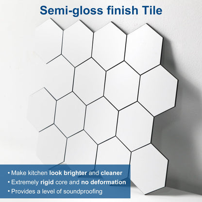 Yipscazo Hexagon Peel Stick Backsplash Tile SPC Faux Marble Pure White 1 Sheet