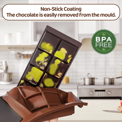 BMSQOFD Silicone Chocolate Bar Molds 2 Pack 1in Deep Brown Dubai Pistachio