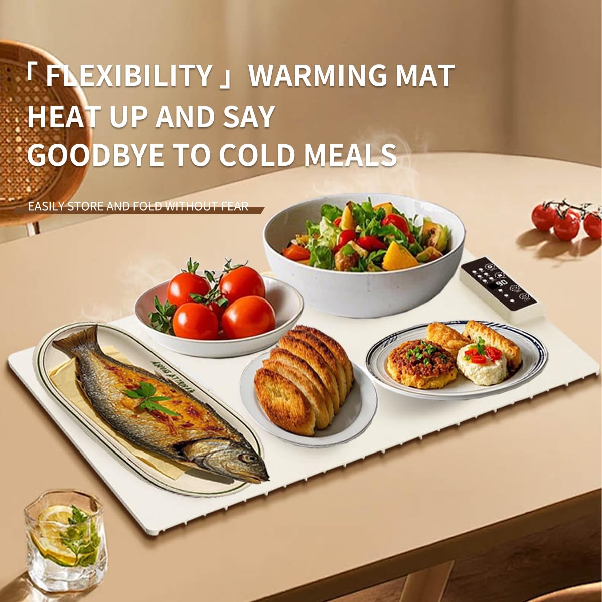 CLYORA Electric Warming Tray 23x15in Food Grade Silicone 5 Temp Auto Shut-Off