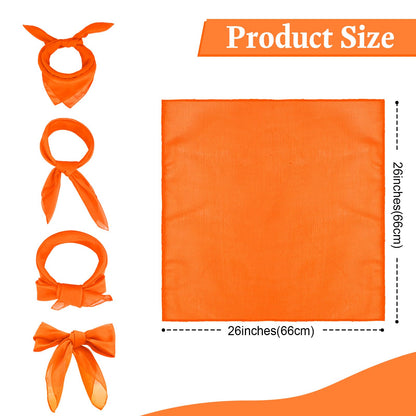 Cyunda Chiffon Scarf Classic Retro Ribbon Square Neck 26x26in Orange