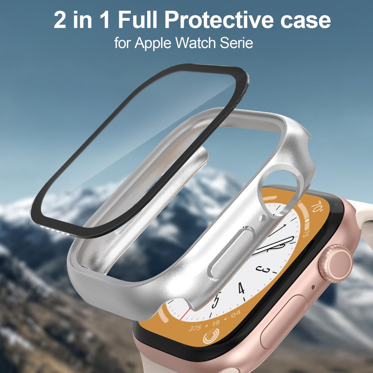 YIJDACASE Apple Watch SE/SE2/SE3 Series 4-6 44mm Silver Case Cover