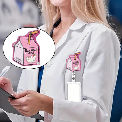 CHAONENG Funny Pink Silly Goose Badge Reel Retractable Clip Medical Nurse ID