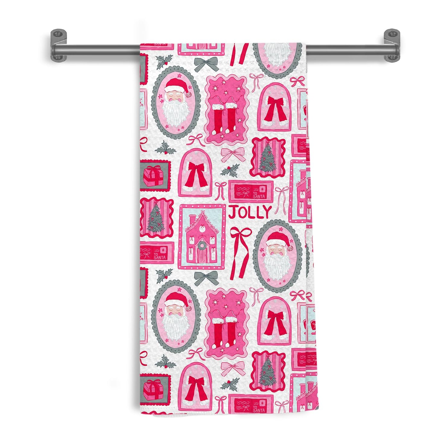 WDSFHYJK Coquette Christmas Santa Kitchen Towels Hot Pink 16x24 Inch