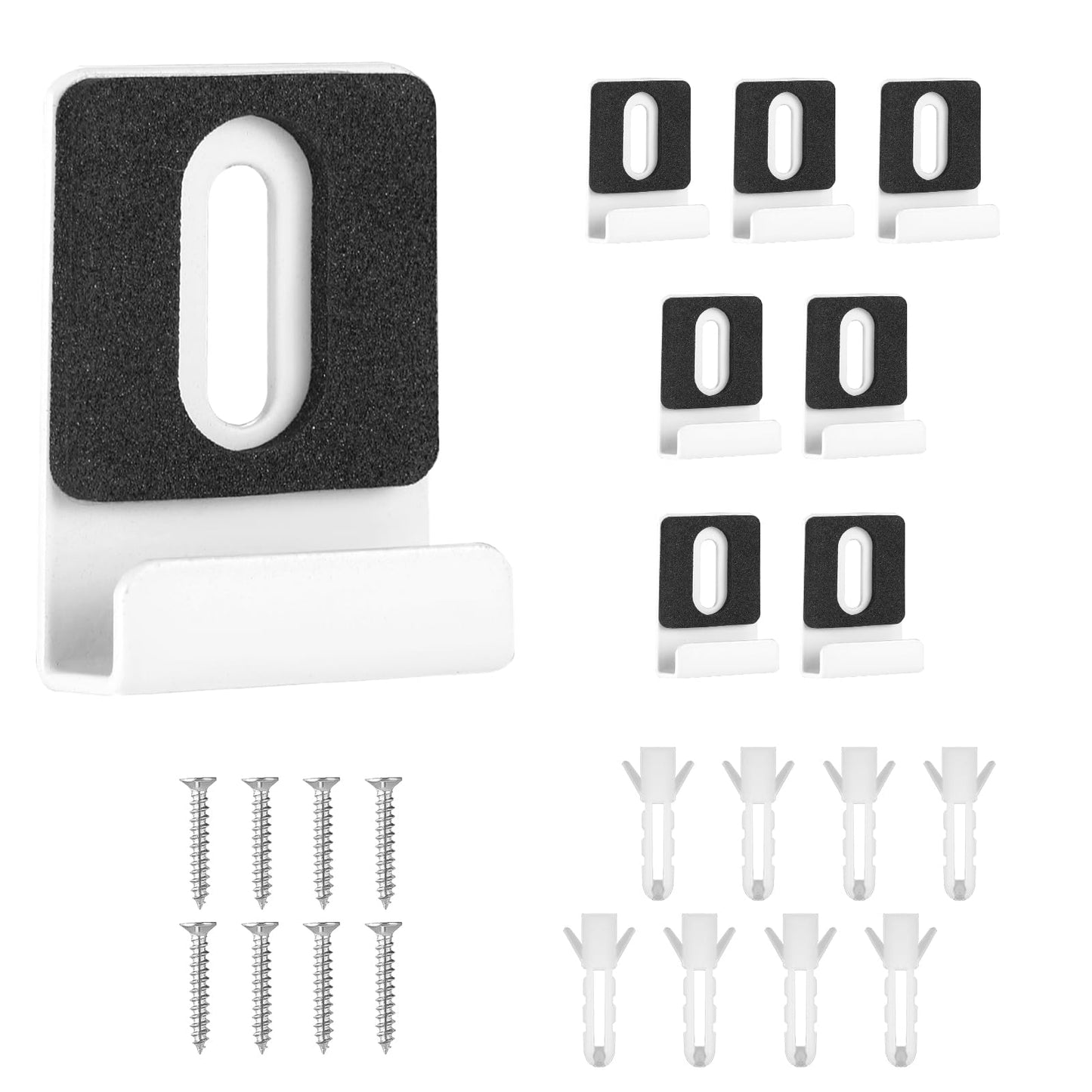 lasuroa 8pcs Heavy Duty White Metal Mirror Clips Holder Kit with Screws Pads