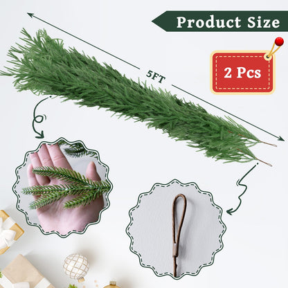 Gixie Home Artificial Norfolk Pine Garland 5Ft Green 2Pcs