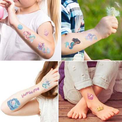 SBOBUY 10 Sheets Yellow Mermaid Temporary Tattoos Birthday Party Supplies