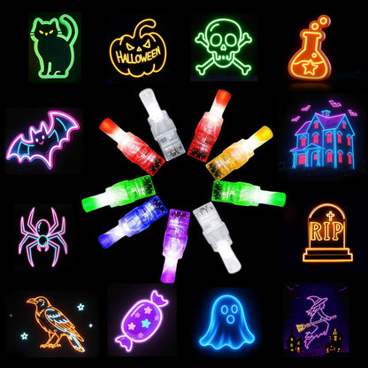 Lnbeyw Halloween Party Favors 72 Pcs Multicolor LED Finger Lights Glow Dark