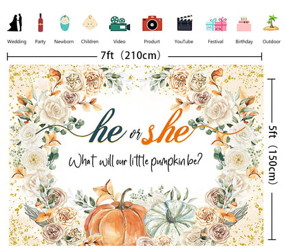CUMIA Autumn Pumpkin Gender Reveal Backdrop 7x5FT Orange Fall Photo Prop