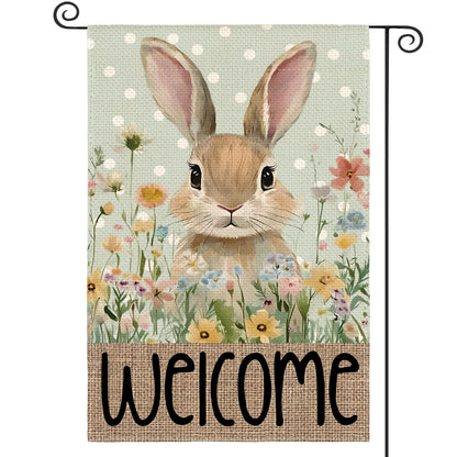 AVOIN colorlife Easter Bunny Garden Flag 12x18 Inch Blue Double Sided