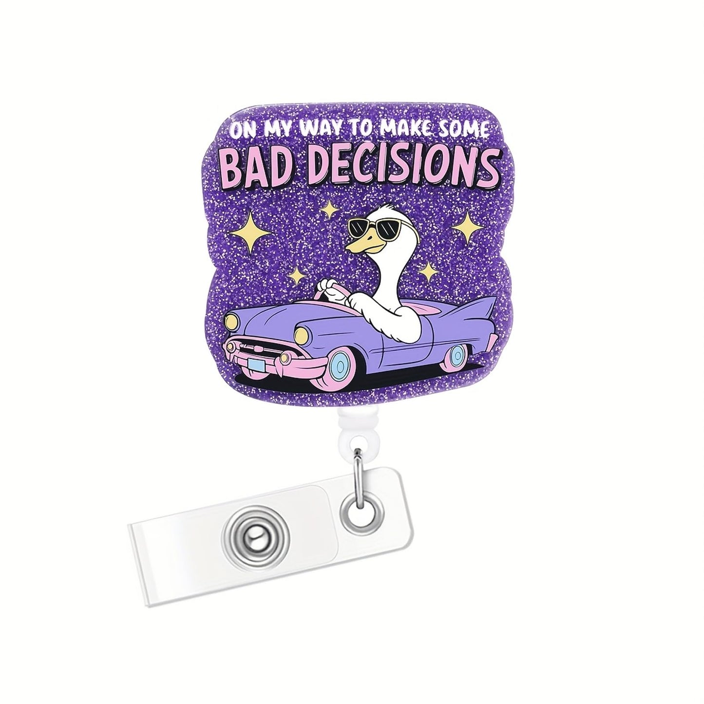 CHAONENG Funny Silly Goose Badge Reel Retractable Clip Medical Nurse Purple