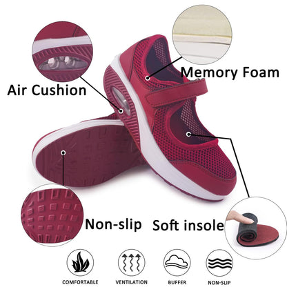 Git-up Women's Arch Support Walking Shoes Orthopedic Sneakers Red Size 9.5