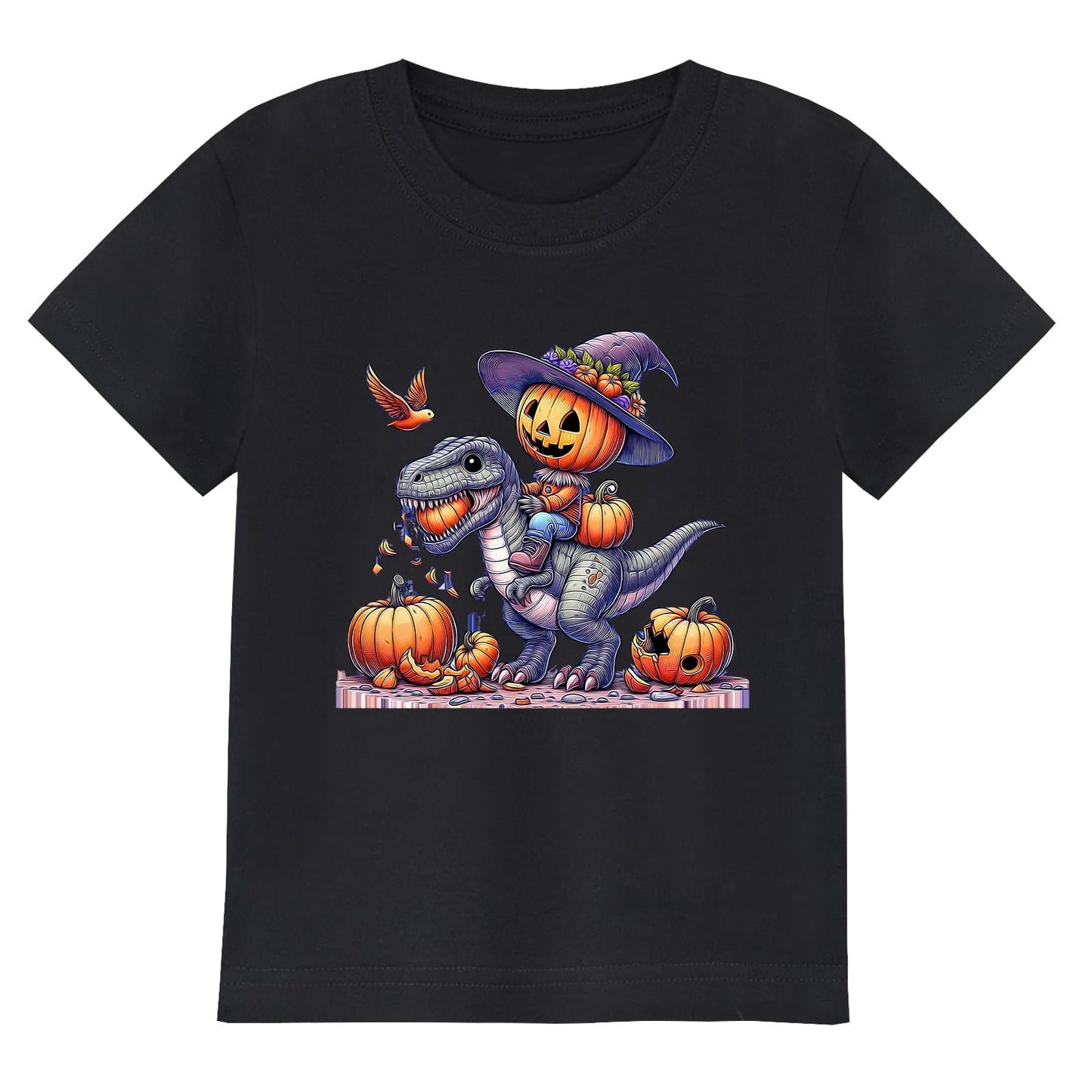 HELLO MEOW Halloween Boys Dinosaur T Shirt Black Cotton Size 3-4T