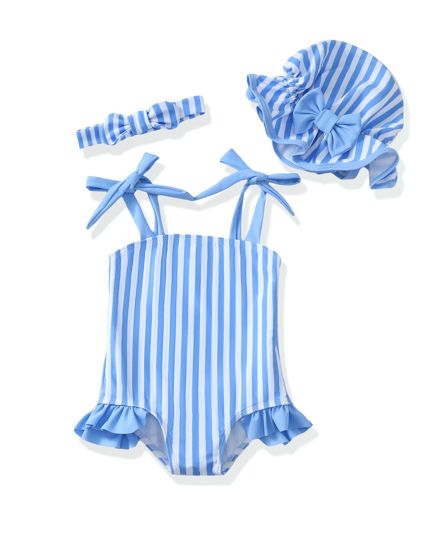 Renotemy Toddler Girl One-Piece Rash Guard Swimsuit Pink Striped Size 18-24M