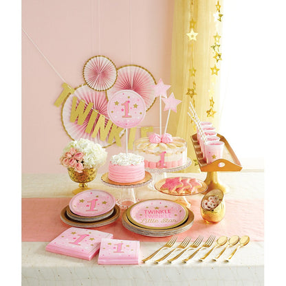 Creative Converting One Little Star-Girl Plastic Table Cover 54x102 Pink Gold