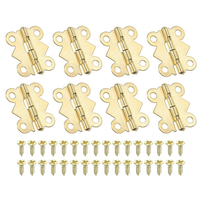 PATIKIL Jewelry Box Hinges 3/4 Inch 8 Pack Gold with Screws Butterfly