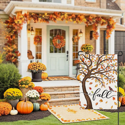 Decorhua Fall Garden Flag Burlap 12x18 Inch Double Sided Thanksgiving Maple Leaf