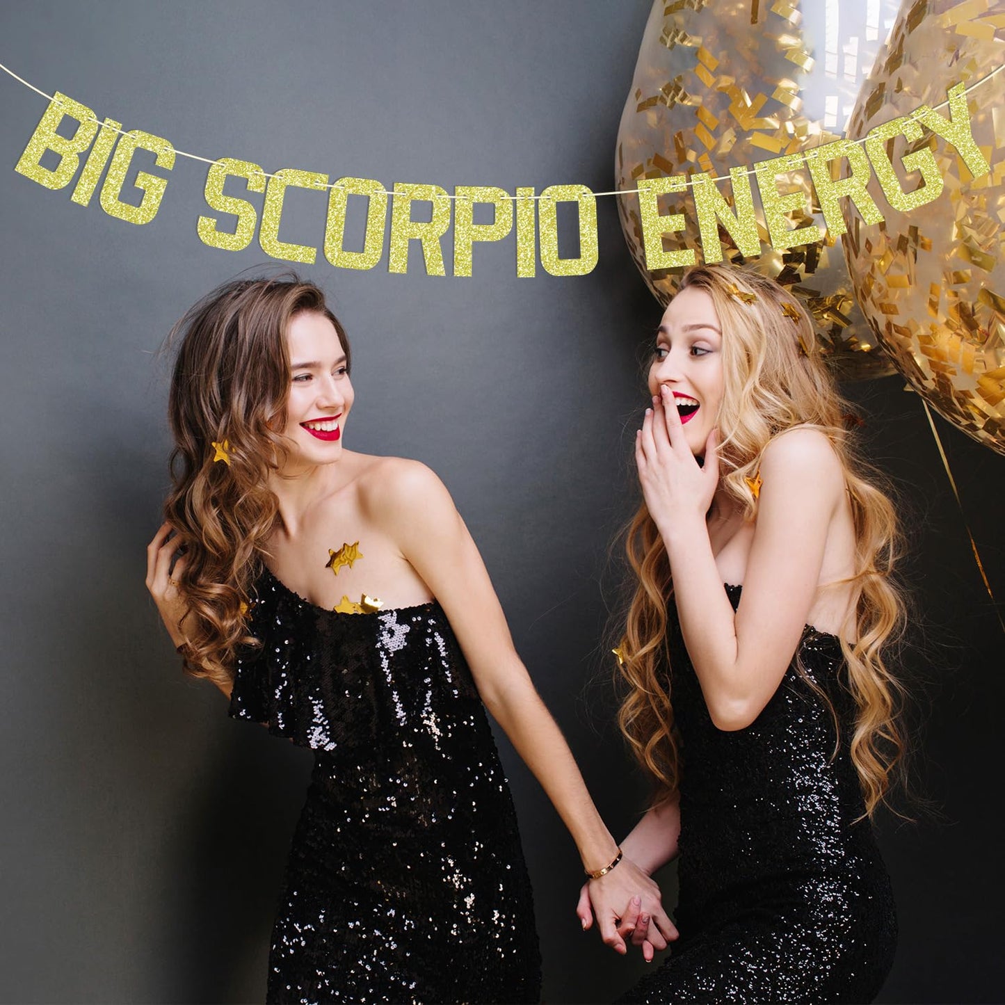 Zatain Big Scorpio Energy Banner Gold Horoscope Astrology Party Decor