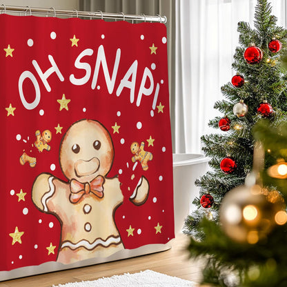 QIONG MENG Gingerbread Christmas Shower Curtain Fabric 71x71 Inch with Hooks