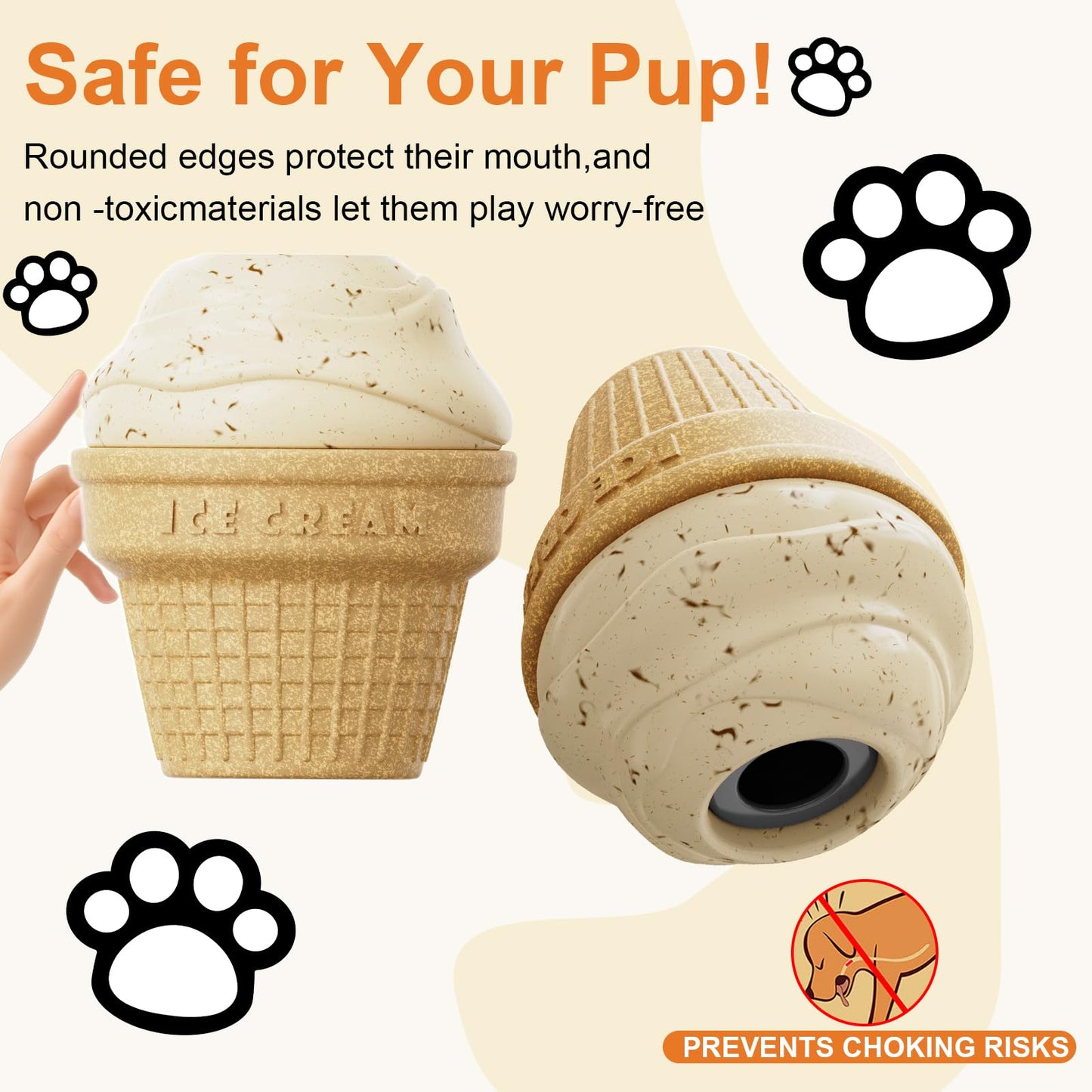 hwnguJ Durable Freezable Ice Cream Dog Toy for Aggressive Chewers