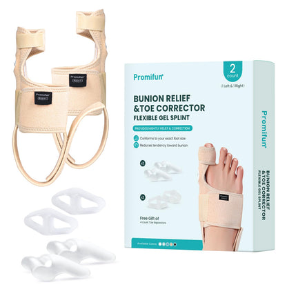 Promifun Bunion Corrector Adjustable Toe Splint Pain Relief Beige 1Pair One Size