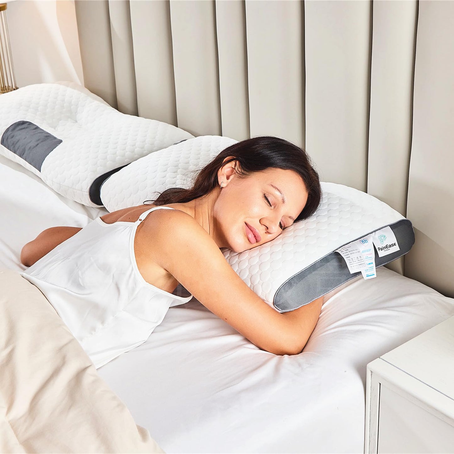 PainEase Neck Shoulder Massage Pillow Ergonomic Support White 19x29 Inch 1pc